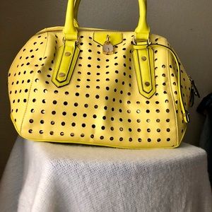 Neon yellow and gold foil handbag